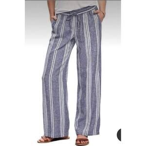 Old Navy womens size M linen Viscose blend bohemian wide striped flare leg pant